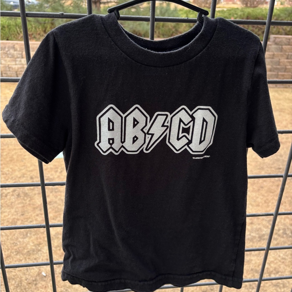 AB/CD Graphic Kids Black Tee - Classic Rock Style